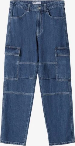 BERSHKA Jeans Loosefit Cargojeans Heren Blauw