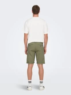 Only & Sons Chino Shorts Slimfit Chino Peter Heren Kaki -Herenkleding Winkel 2a49835e3ef1200b97b824377389f6be