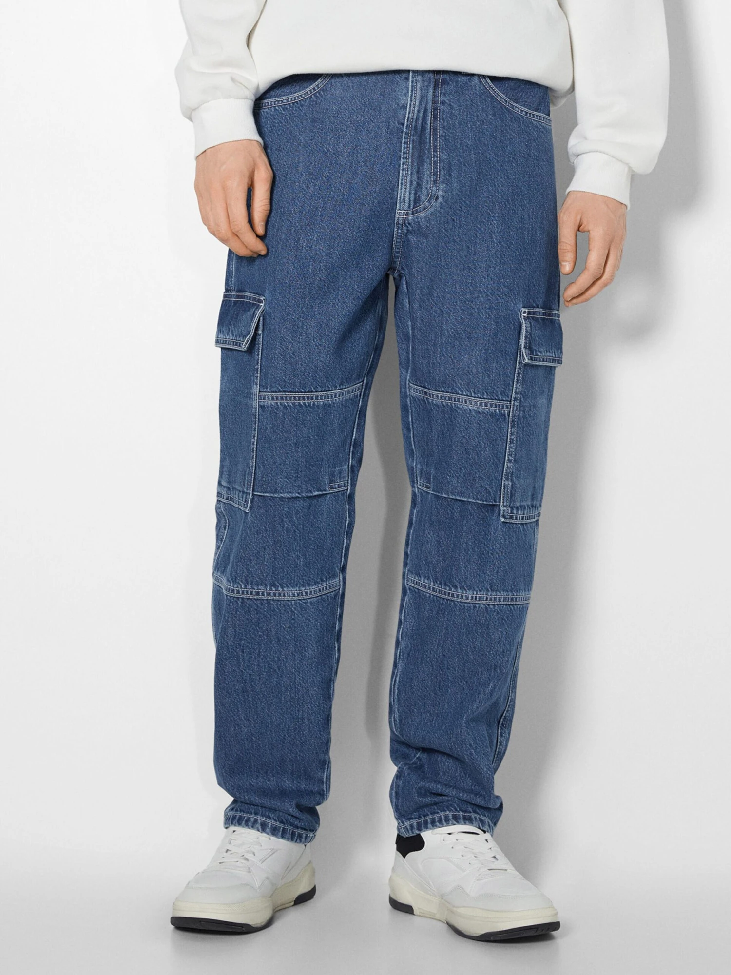 BERSHKA Jeans Loosefit Cargojeans Heren Blauw 2 BERSHKA Jeans Loosefit Cargojeans Heren Blauw - Afbeelding 2