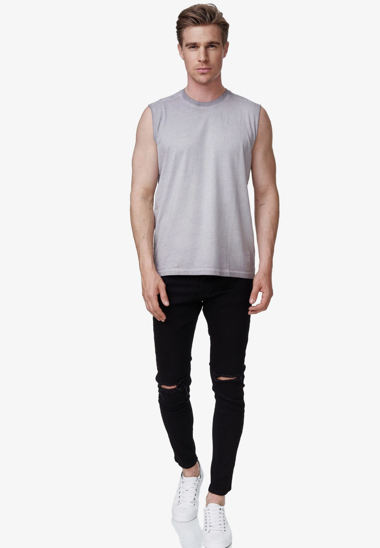 Tanktops Shirt Heren Grijs 4 Tanktops Shirt Heren Grijs - Afbeelding 4