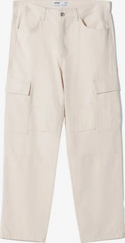 BERSHKA Jeans Loosefit Cargojeans Heren Wolwit
