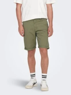 Only & Sons Chino Shorts Slimfit Chino Peter Heren Kaki -Herenkleding Winkel 4f0a18bd74192da5788f4c478d9aff66