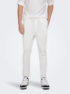 Only & Sons Pantalons Tapered Broek LINUS Heren Wit -Herenkleding Winkel 6aaf0b0ffbbde59393094ee745403f86