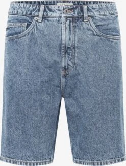 Solid Denim Shorts Regular Jeans Elmo Heren Blauw