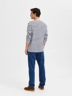 Selected Homme Longsleeves Shirt Briac Heren Navy / Wit -Herenkleding Winkel 8d579397f6da8070af1c1f83566298e0