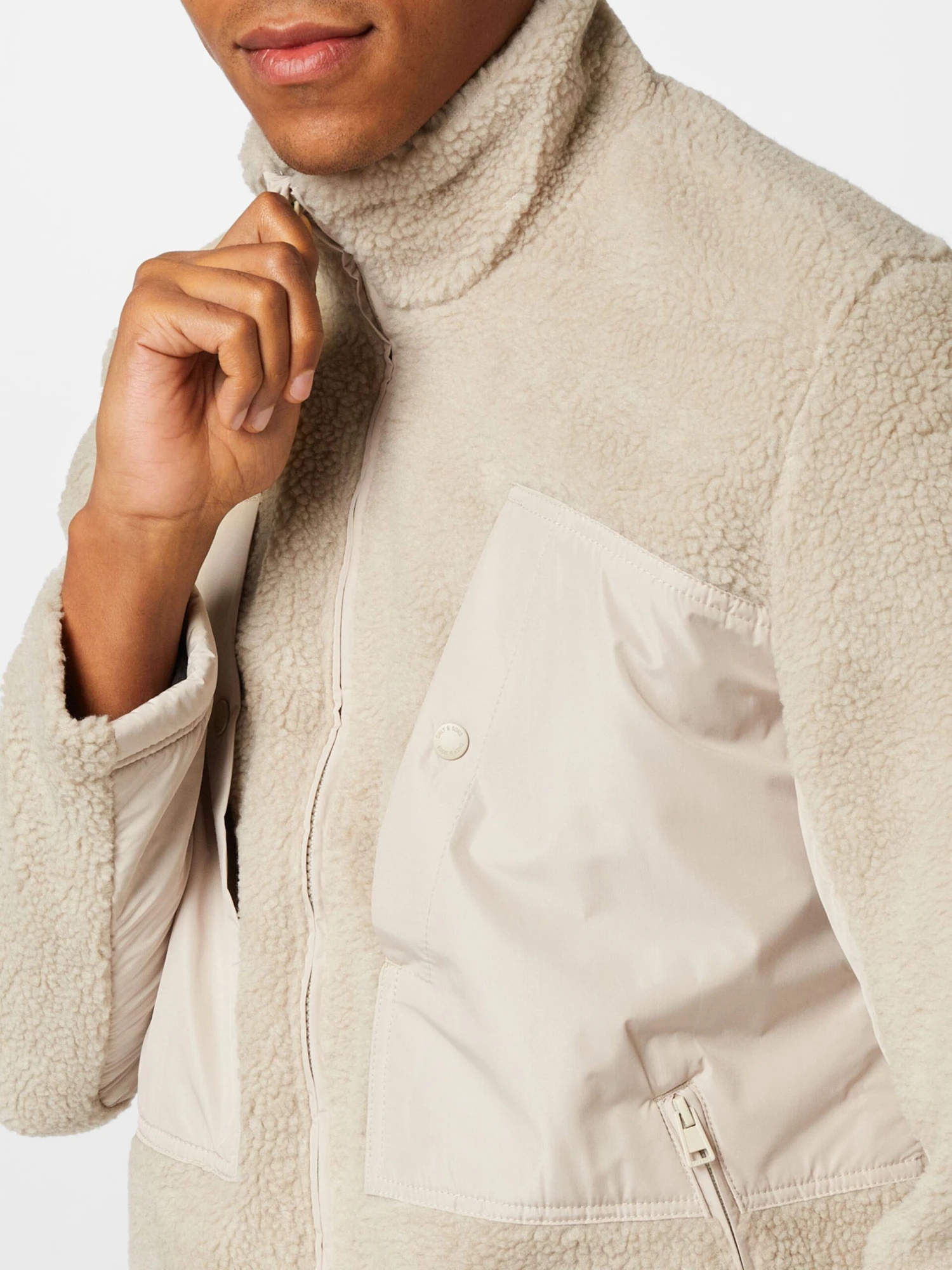 Only & Sons Fleece Jassen Fleece Jas Heren Taupe 2 Only & Sons Fleece Jassen Fleece Jas Heren Taupe - Afbeelding 2