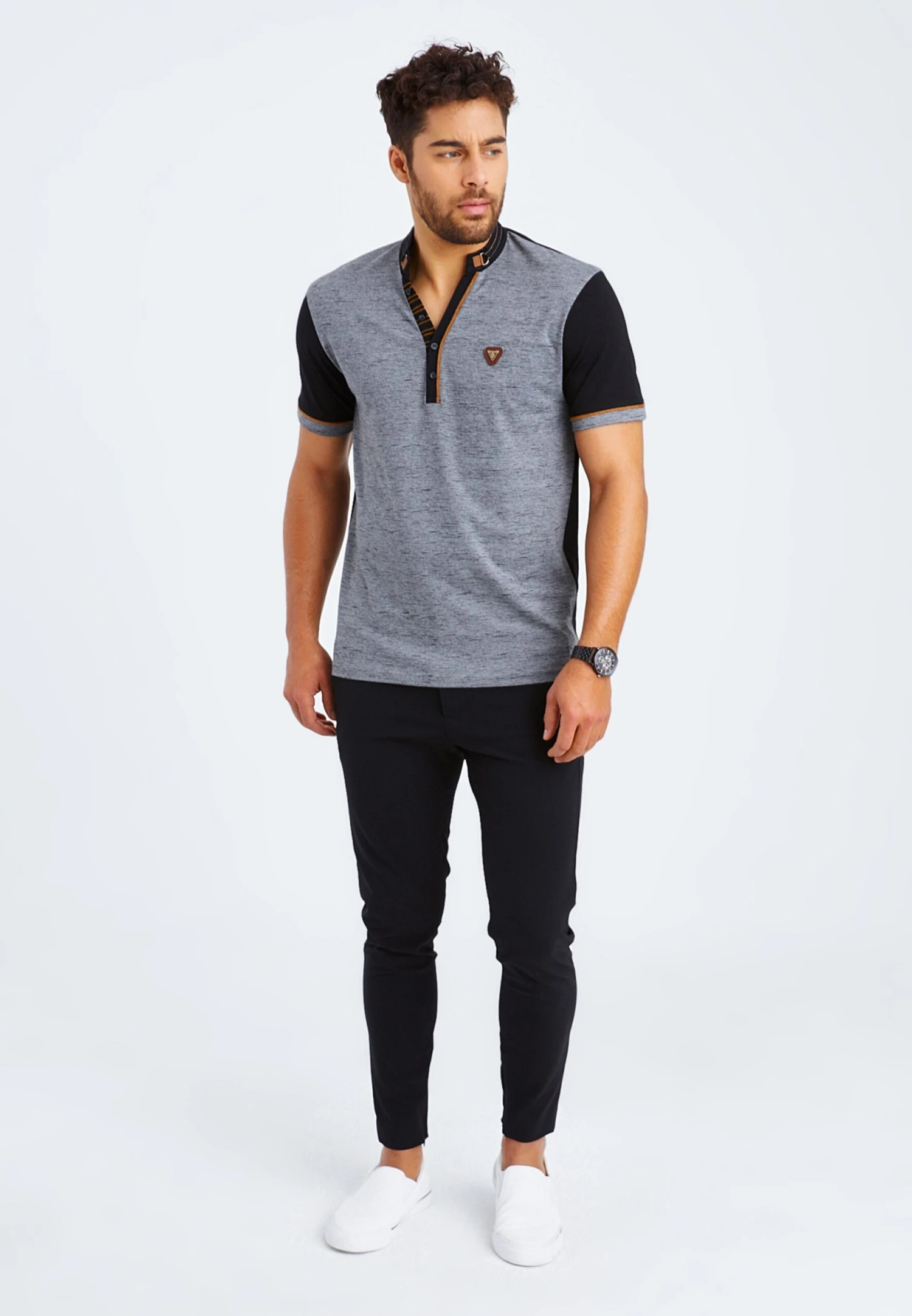 Polos Shirt Heren Grijs Gemêleerd 3 Polos Shirt Heren Grijs Gemêleerd - Afbeelding 3